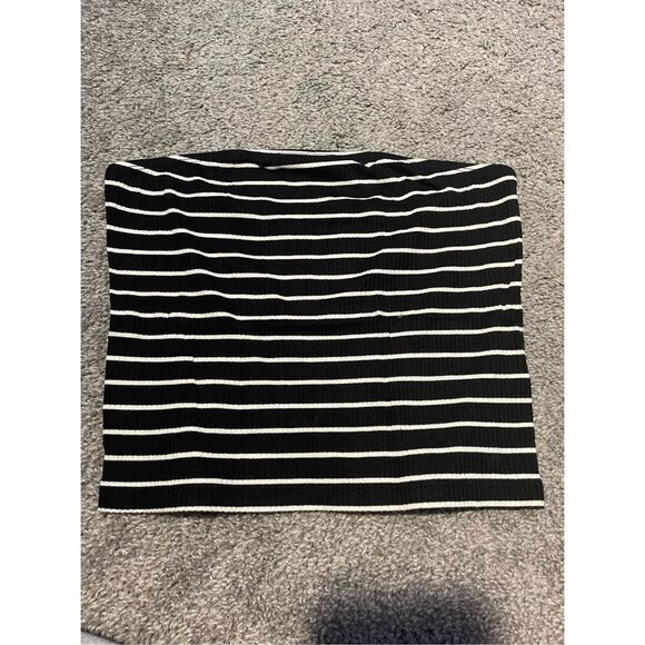 American Eagle Soft & Sexy RIB Small Black and White Stripe Strapless Top - Picture 1 of 3
